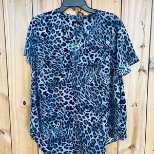 Torrid Black and Gray Leopard Print Blouse